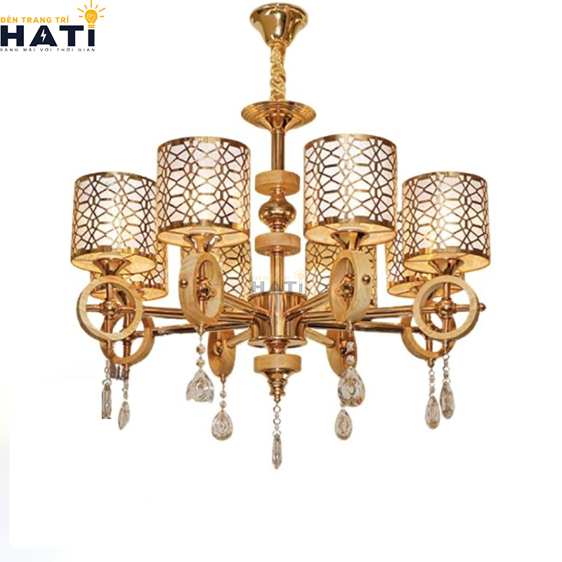 Khớp nối ngàm ren cơ khí CNC và tay uốn lượn đèn chùm tân cổ điển Stilly 8 bóng giữ độ cân bằng tĩnh vững chãi tuyệt đối cho toàn bộ giàn đèn