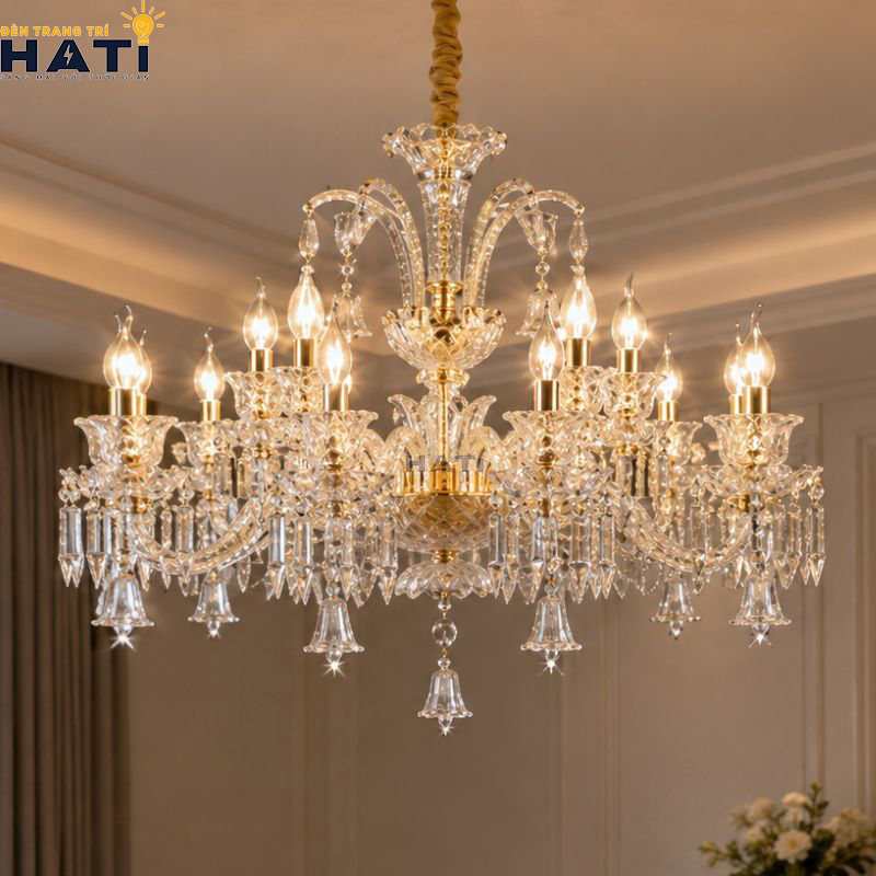 Chi tiết chao thủy tinh và khung kim loại đèn chùm Tiliss