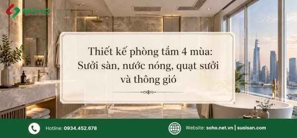 Thiết kế phòng tắm 4 mùa: Sưởi sàn, nước nóng, quạt sưởi và thông gió