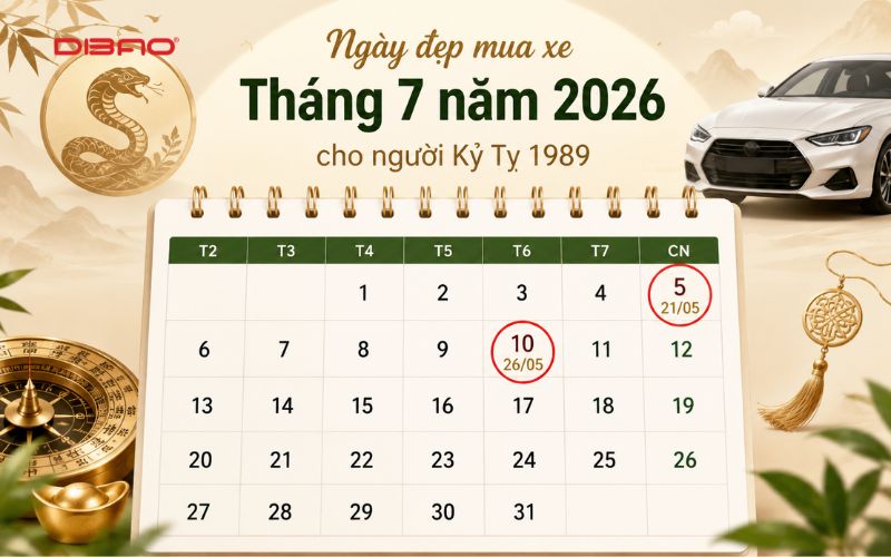 Ngày đẹp mua xe tháng 7 năm 2026 cho tuổi Kỷ Tỵ 1989