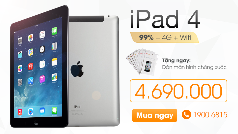 iPad 4 Cũ 16GB 4G  Like New 99 Giá Rẻ Chất Lượng Đẹp Như Mới