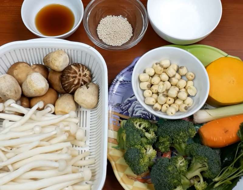 Nguyên liệu nấu canh nấm chay