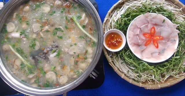 Cháo cả lóc rau đắng miền Tây