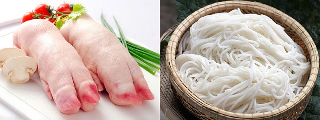 Chuẩn bị nguyên liệu làm món bún giò heo