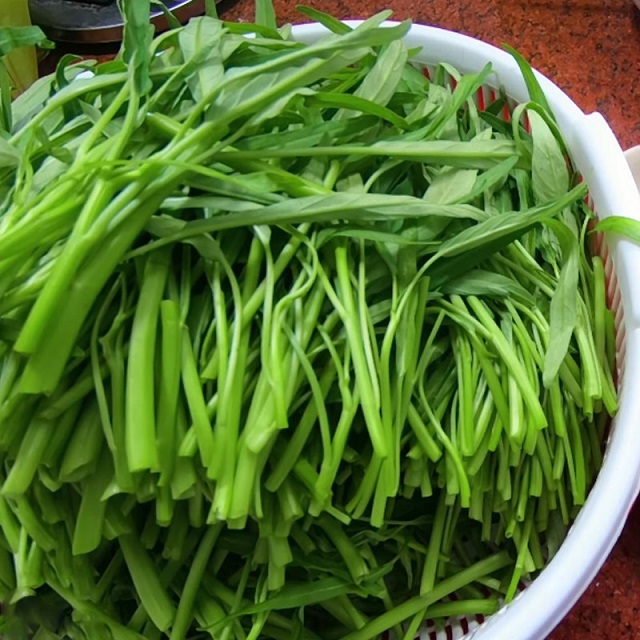 Rau muống nhặt sạch, rửa kỹ