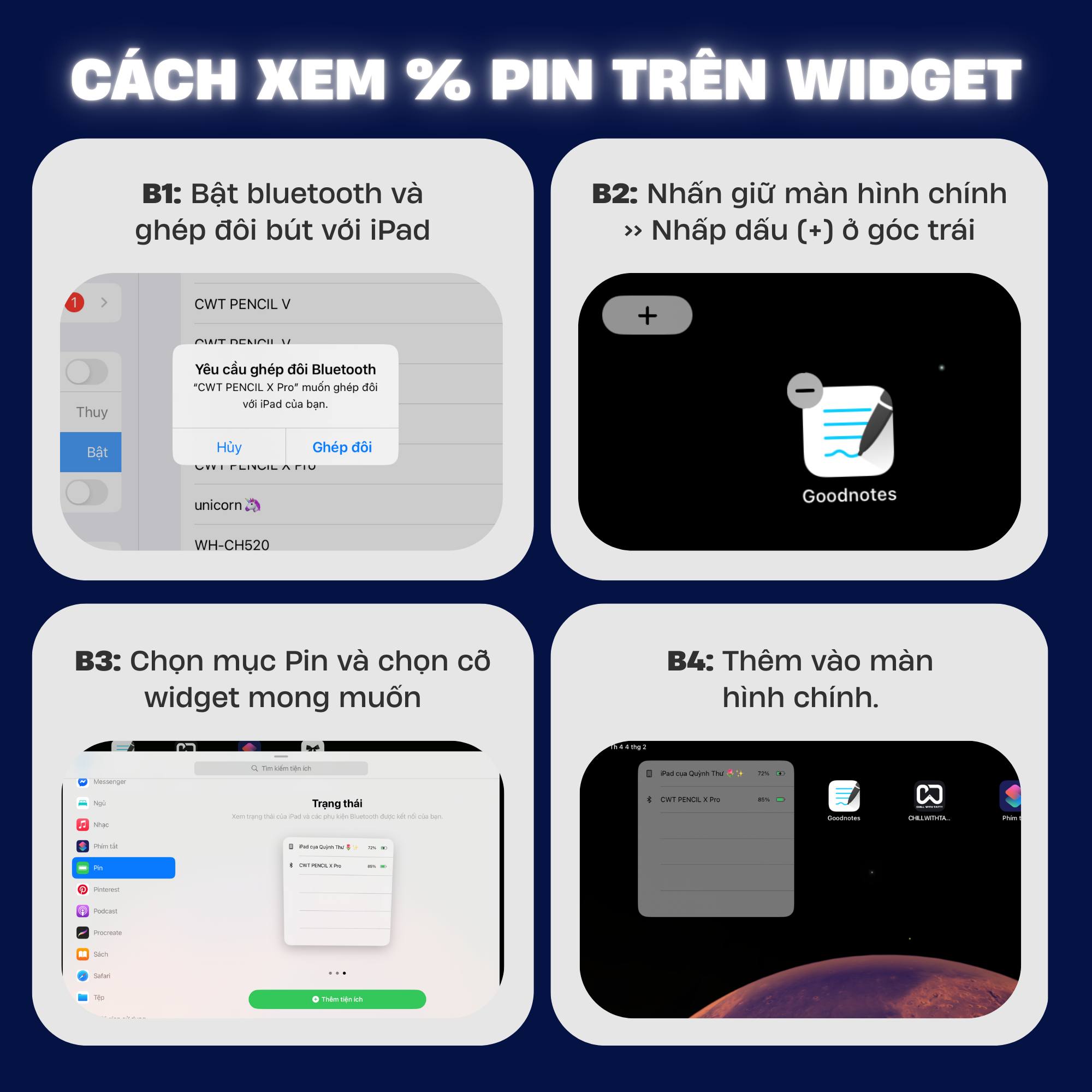 🔋 CÁCH XEM % PIN BÚT NGAY TRÊN WIDGETS – NHANH & TIỆN HƠN BAO GIỜ HẾT