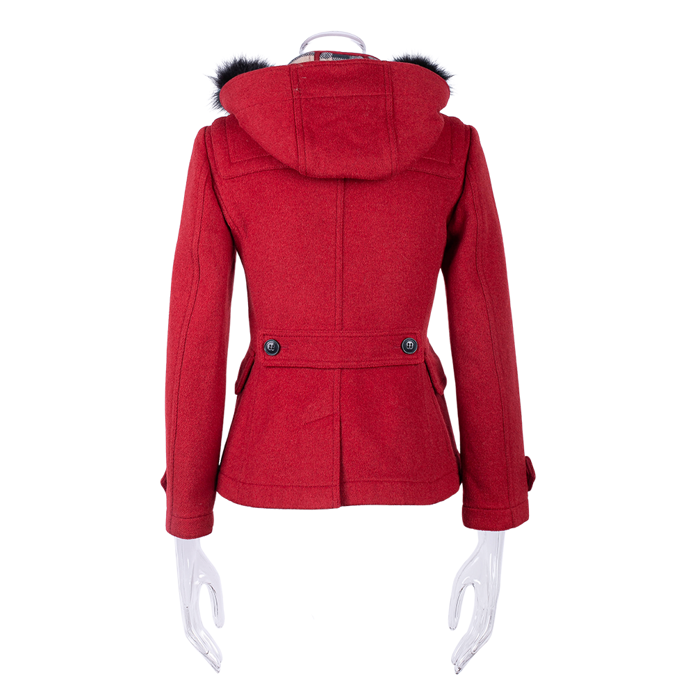 Áo Khoác Burberry Brit Màu Đỏ Cổ Lông - Main Image