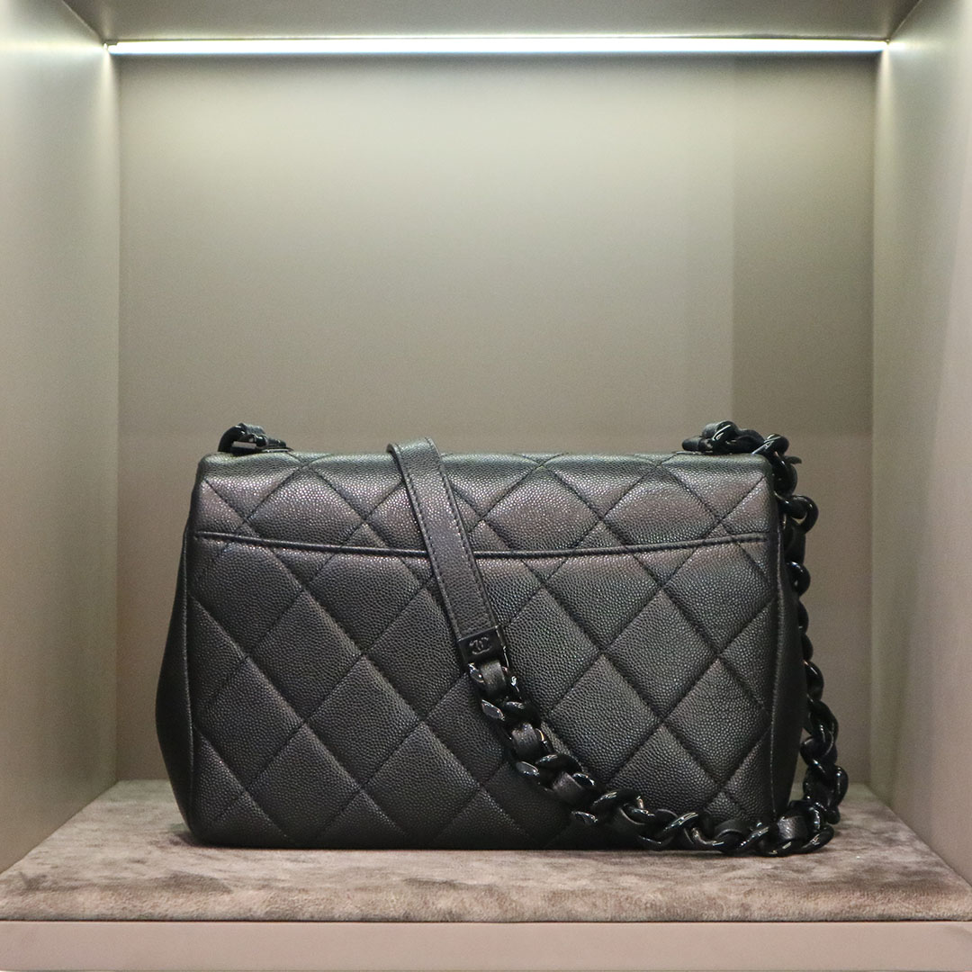 RARE Chanel So Black Caviar Quilted New Medium Boy Flap Bag  eBay