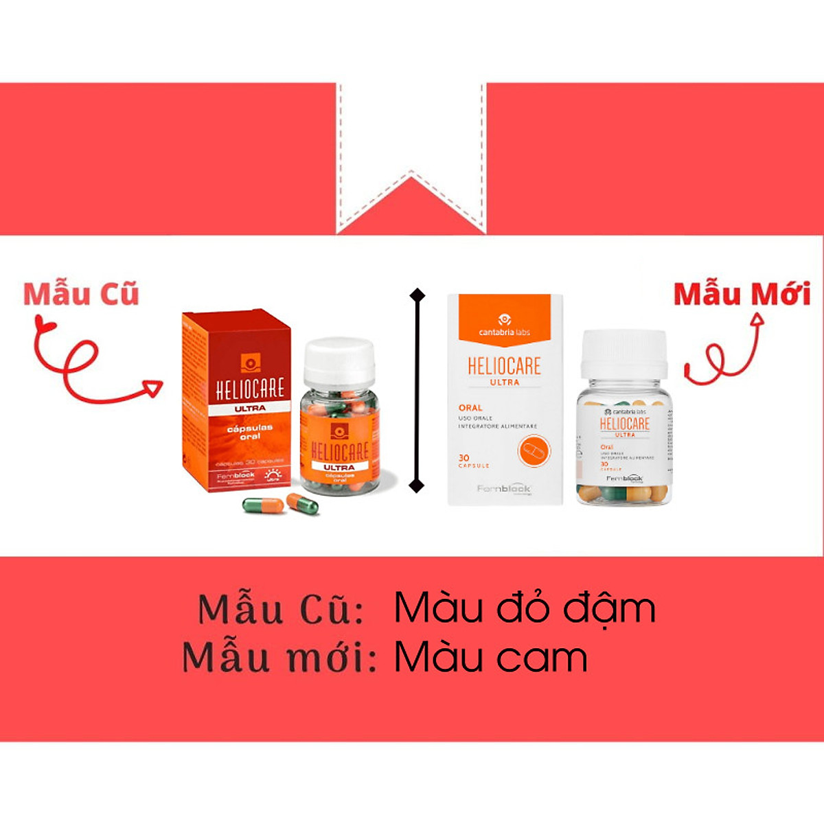 viên uống heliocare mẫu cũ và mẫu mới