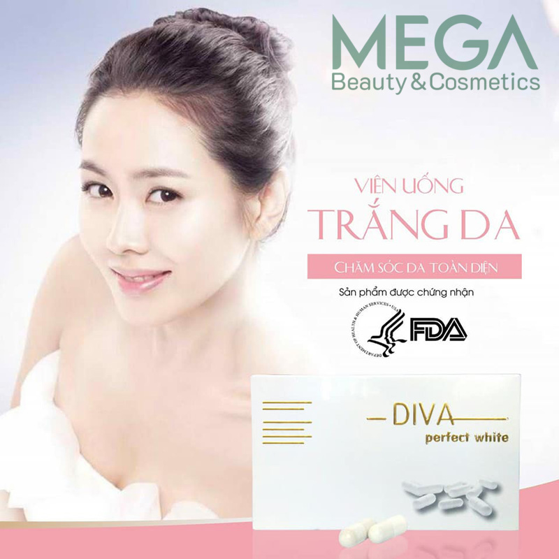 Viên uống trắng da diva perfect white giúp trắng da, giảm nám