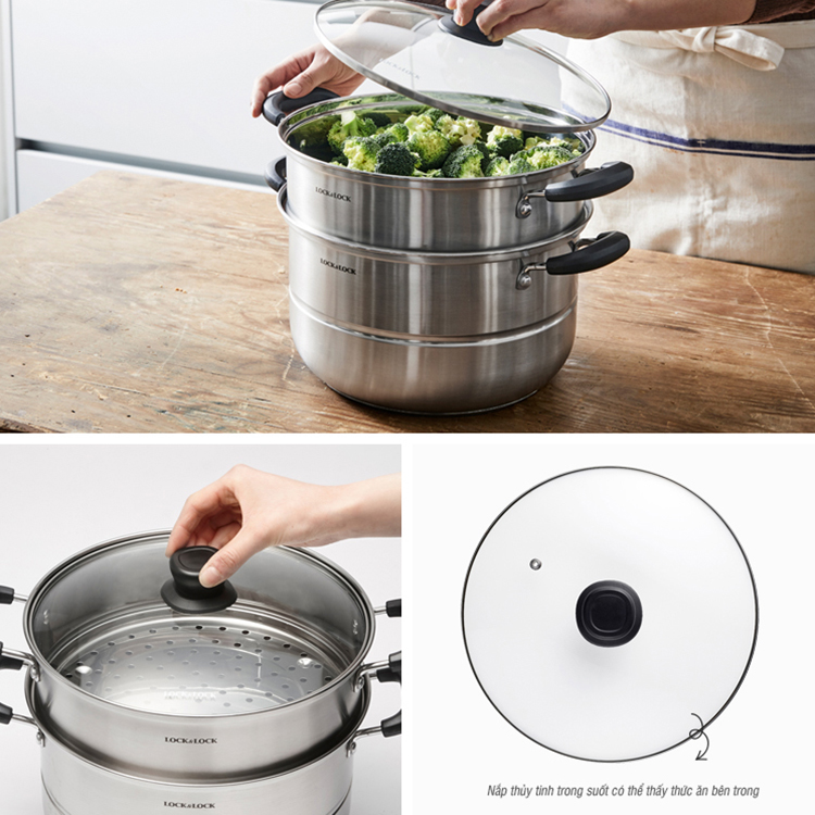 Bộ nồi hấp 2 tầng Lock&Lock Steamer Pot size 28cm