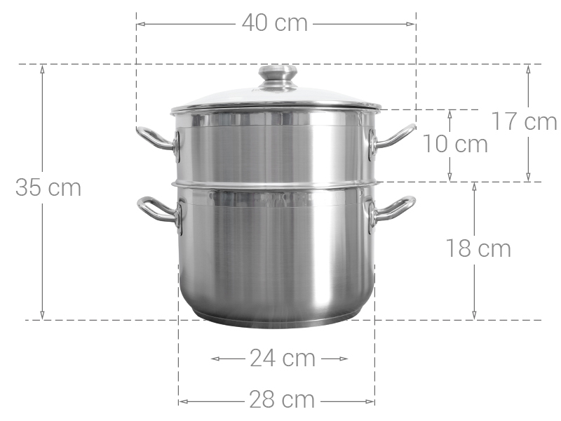 Bộ nồi xửng hấp inox 3 đáy Fivestar 28cm - Hàng chính hãng