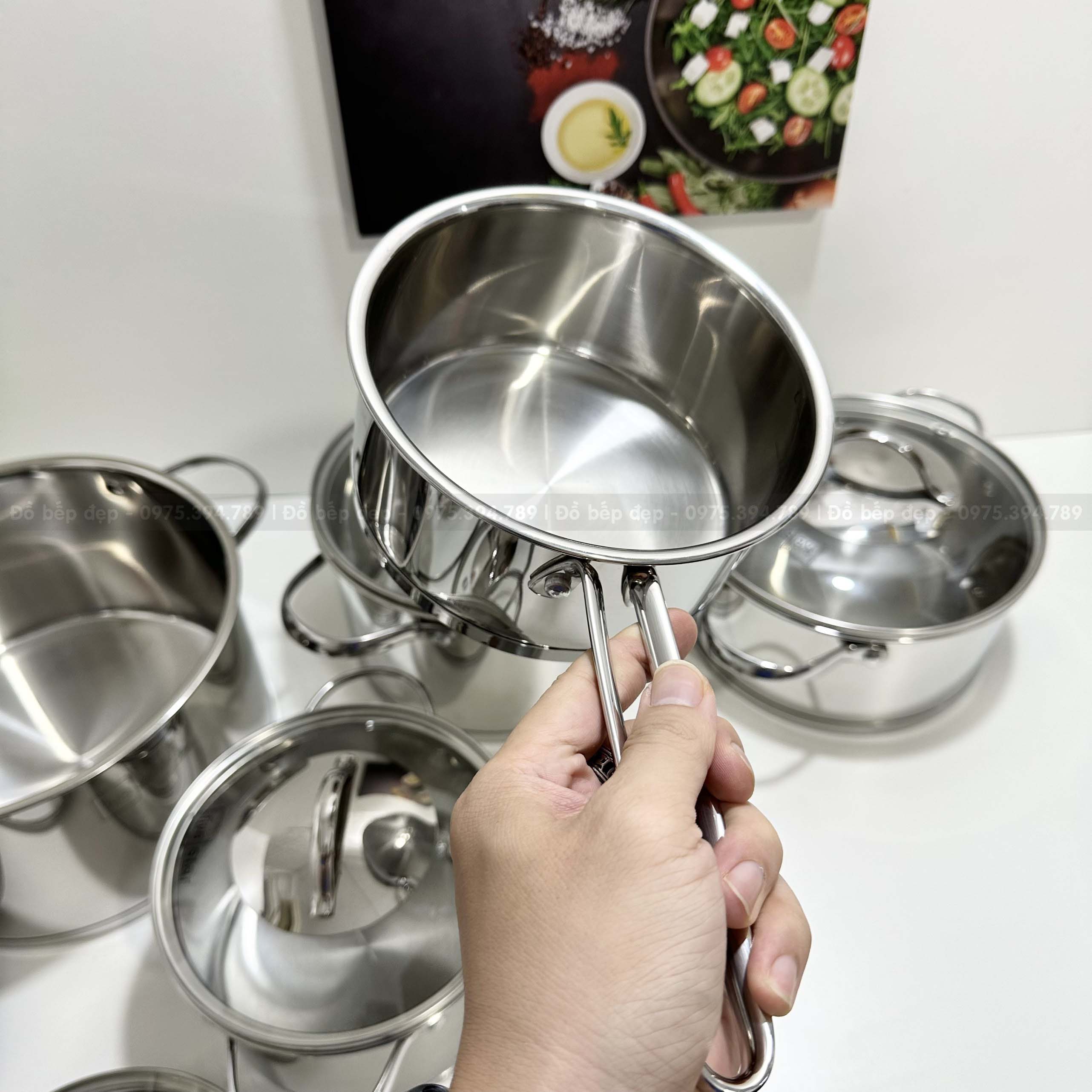 Bộ nồi Fivestar inox 304 Kitchi nắp kính 5 chiếc