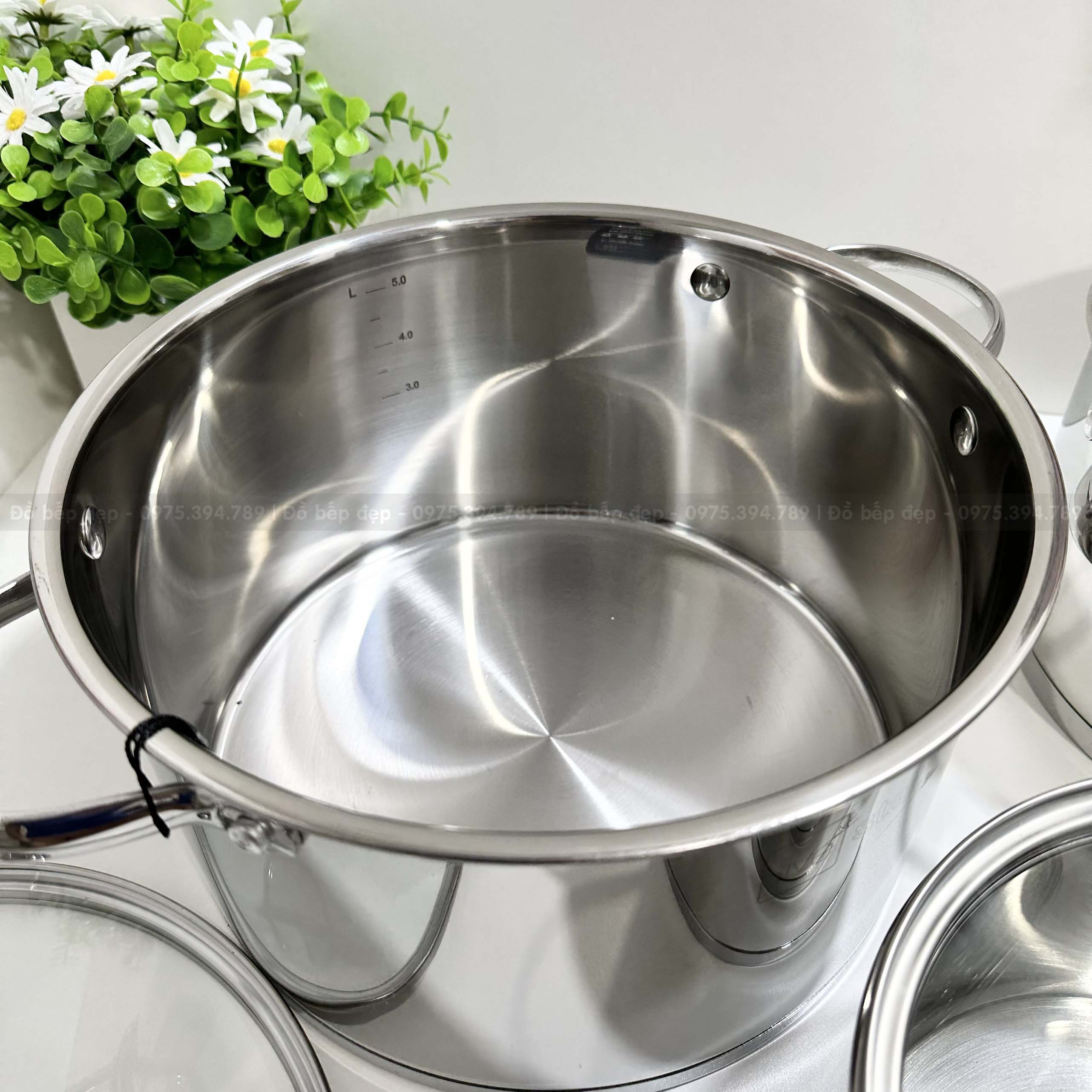 Bộ nồi Fivestar inox 304 Kitchi nắp kính 5 chiếc