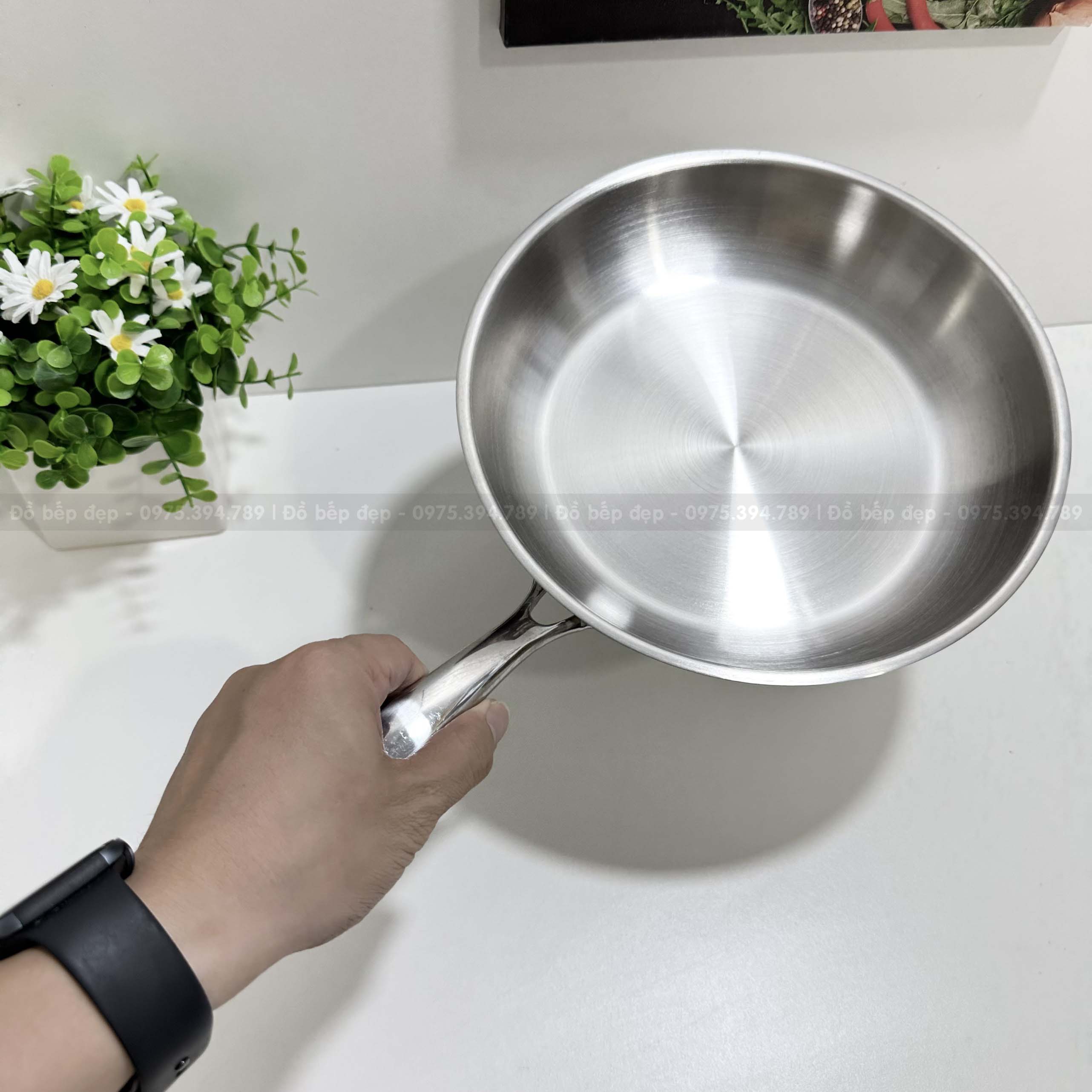 Chảo inox 3 lớp đáy hàng xuất Hàn Edelkochen (size 24cm- 26cm)