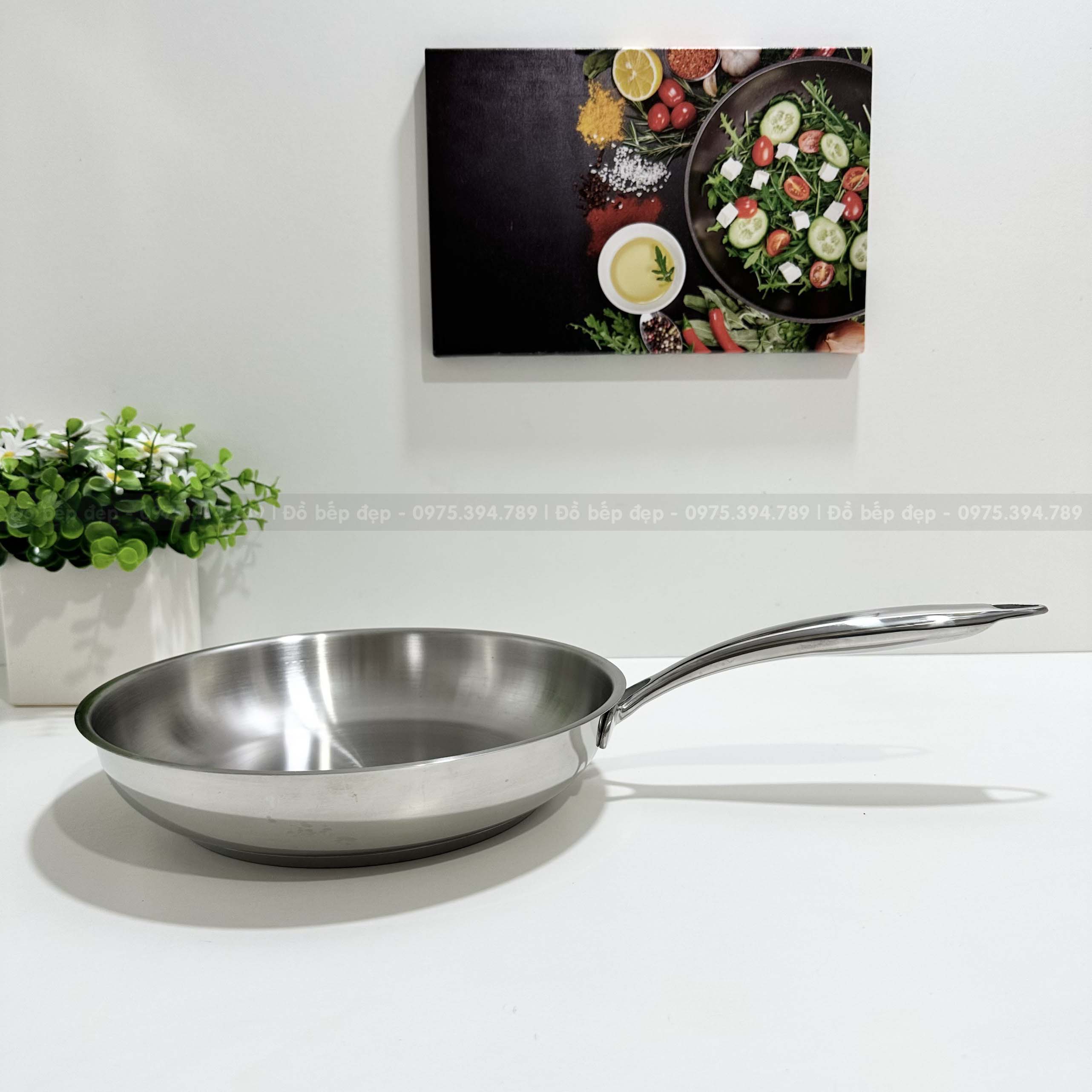 Chảo inox 3 lớp đáy hàng xuất Hàn Edelkochen (size 24cm- 26cm)