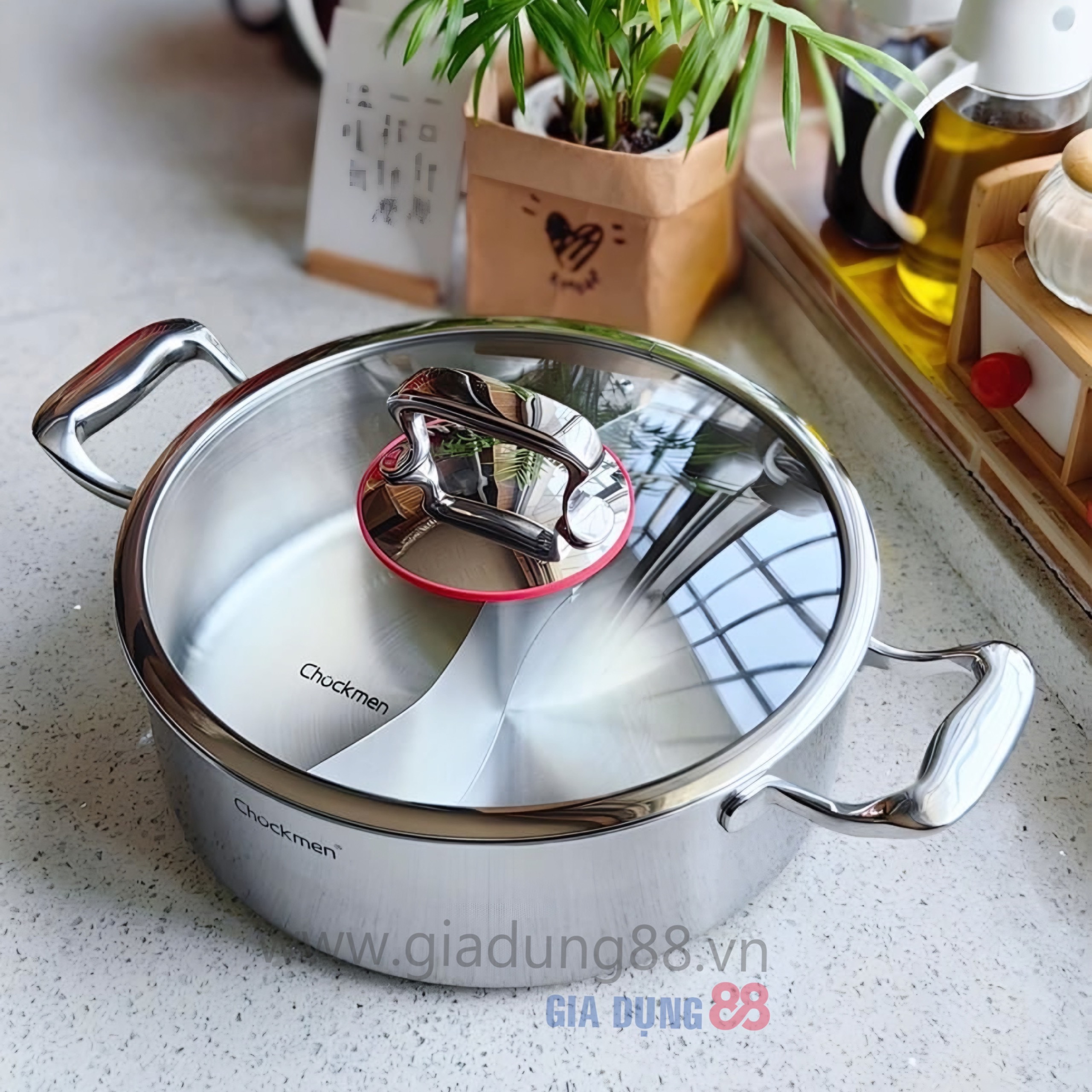 Nồi lẩu inox 304 đáy đúc liền khối 2 ngăn Chockmen