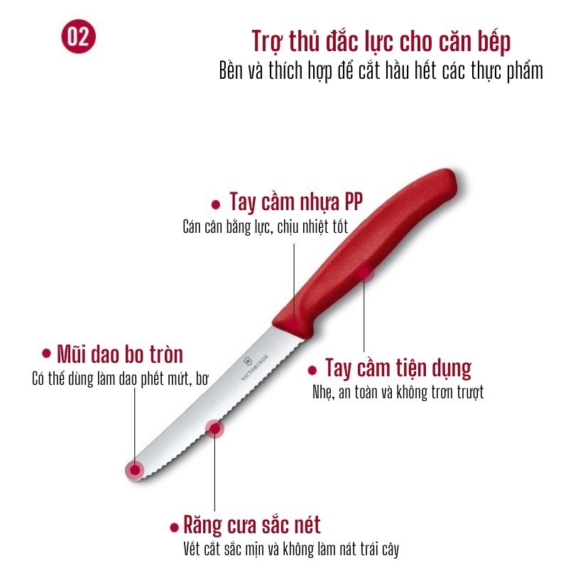 Dao gọt hoa quả 11cm Thụy Sĩ Victorinox răng cưa