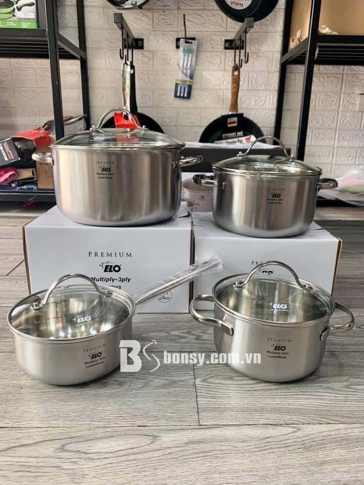 Bộ nồi bếp từ Elo 4 chiếc inox đáy đúc Luxembourg