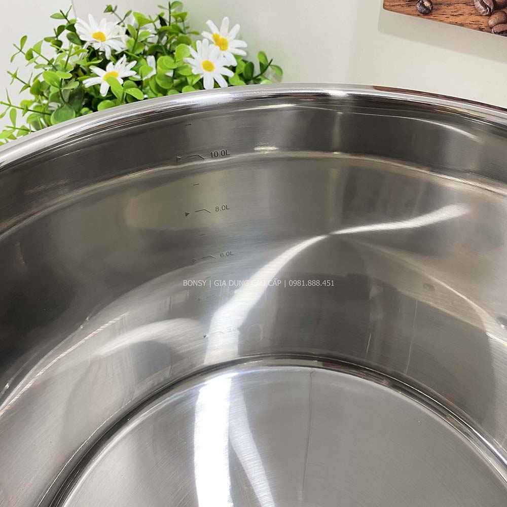 Nồi luộc gà inox 304 cao cấp 5 đáy Kalpen Size 28x20cm 10L