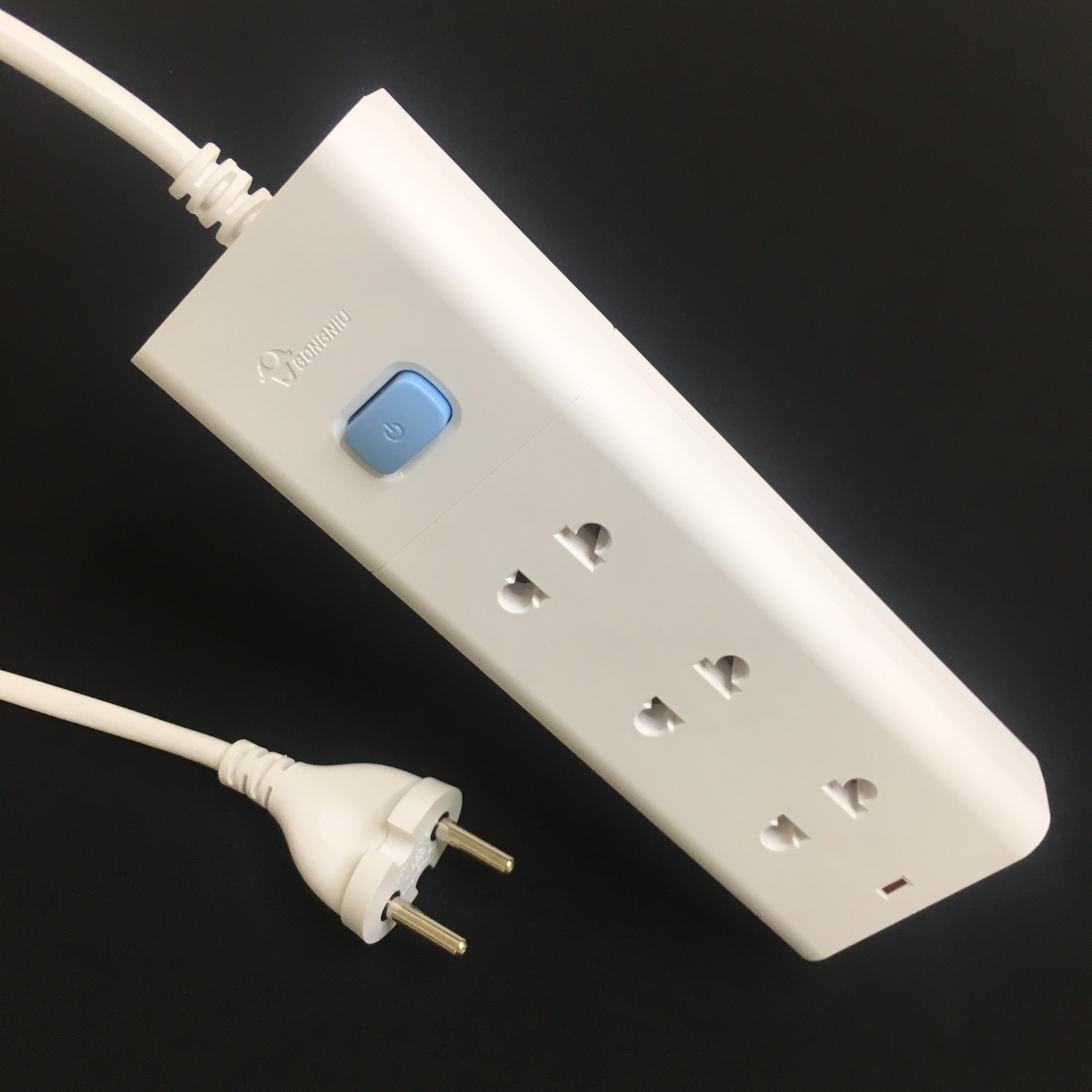 Ổ Cắm Điện Gongniu Đa Năng 3 Ổ 1 Công Tắc – Công Suất 10A/250/2500W – Trắng – Chính Hãng (V1030)