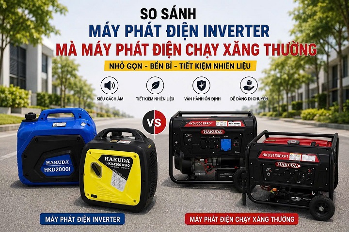 So Sánh Máy Phát Điện Inverter (2kW - 5kW) Và Máy Phát Điện Xăng Thường: Lựa Chọn Nào Tối Ưu?