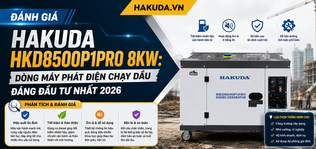 Đánh Giá Hakuda HKD8500P1PRO 8KW: Dòng Máy Phát Điện Chạy Dầu Đáng Đầu Tư Nhất 2026