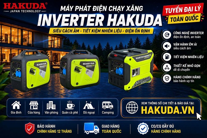 Máy Phát Điện Inverter Hakuda – Dòng Điện Sạch, An Toàn Cho Thiết Bị Điện Tử