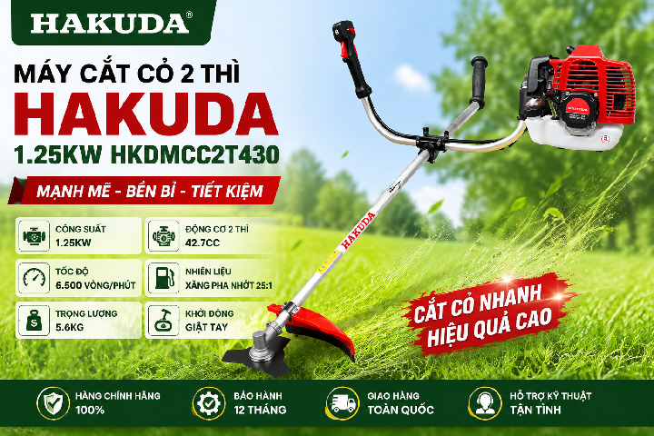 Máy Cắt Cỏ 2 Thì Hakuda 1.25KW HKDMCC2T430 – Mạnh Mẽ, Bền Bỉ