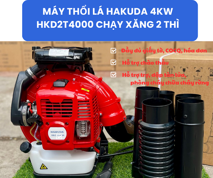 Máy Thổi Lá Hakuda 4KW HKD2T4000: Công Suất Mạnh Mẽ, Giải Pháp Vệ Sinh Hoàn Hảo