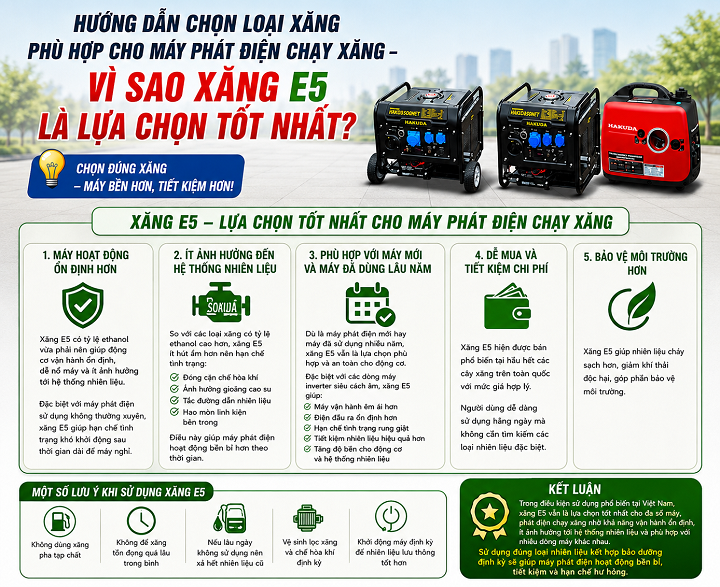 Hướng Dẫn Chọn Loại Xăng Phù Hợp Cho Máy Phát Điện Chạy Xăng