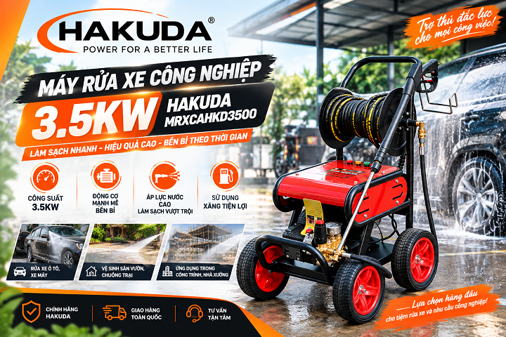 Có Nên Mua Máy Rửa Xe Công Nghiệp Hakuda MRXCAHKD3500 3.5KW Cho Tiệm Rửa Xe?