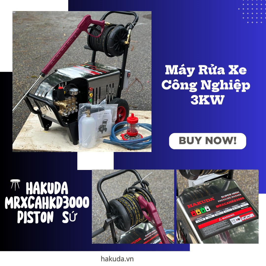 Đột Phá Hiệu Suất Cùng Máy Rửa Xe Công Nghiệp 3KW Hakuda MRXCAHKD3000 Piston Sứ