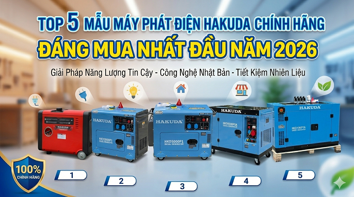 Top 5 Mẫu Máy Phát Điện Hakuda Chính Hãng Đáng Mua Nhất Đầu Năm 2026