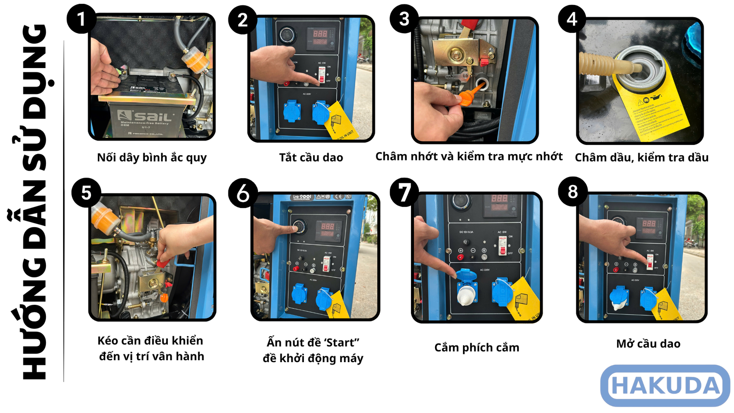 Hướng Dẫn Sử Dụng Máy Phát Điện Chạy Dầu Hakuda Đề Ấn