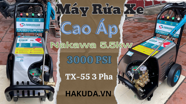 Máy Rửa Xe Cao Áp 5.5kw Nakawa 3000 PSI TX-55 3 Pha (Piston Sứ) Với Những Điều Nổi Bật