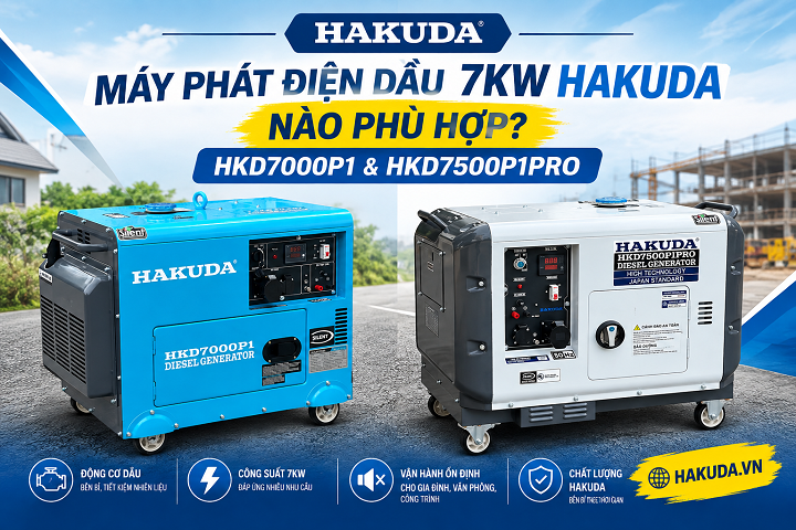 Máy Phát Điện Dầu 7KW HAKUDA Nào Phù Hợp? HKD7000P1 & HKD7500P1PRO