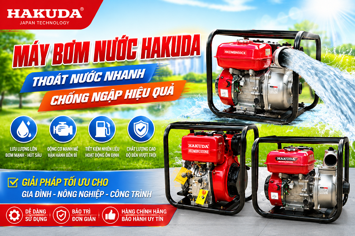 Máy Bơm Nước Hakuda Thoát Nước Nhanh, Chống Ngập Hiệu Quả