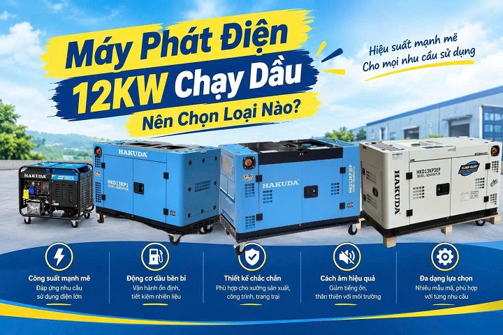 Máy Phát Điện 12KW Chạy Dầu Nên Chọn Loại Nào?