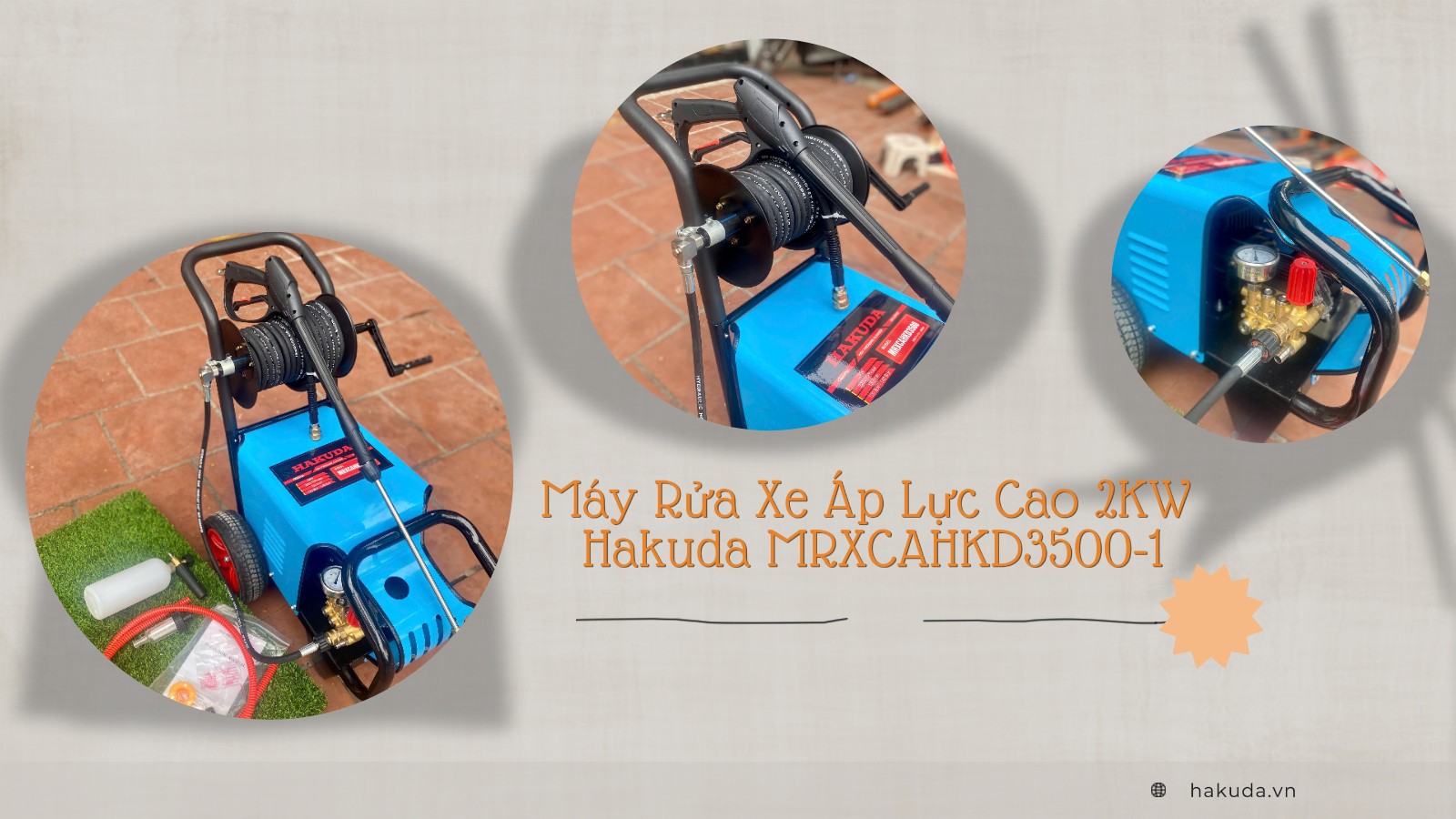 Khám Phá Sức Mạnh Làm Sạch Chuyên Nghiệp Của Máy Rửa Xe Áp Lực Cao 2KW Hakuda MRXCAHKD3500-1