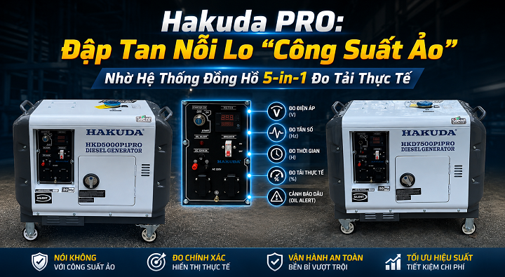 Hakuda PRO: Đập Tan Nỗi Lo Công Suất Ảo Nhờ Hệ Thống Đồng Hồ 5-in-1 Đo Tải Thực Tế