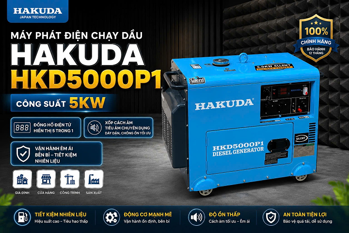Đánh Giá Máy Phát Điện Chạy Dầu 5KW Hakuda HKD5000P1: Giải Pháp Năng Lượng Hoàn Hảo