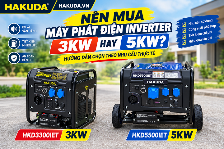 Nên Mua Máy Phát Điện Inverter 3KW Hay 5KW? Hướng Dẫn Chọn Theo Nhu Cầu Thực Tế