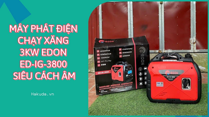 Máy phát điện Edon chạy xăng 3kw ED-IG-3800 xách tay siêu chống ồn - Dòng máy phát điện gia đình.