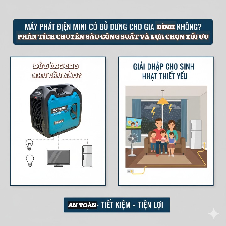 Máy Phát Điện Mini Có Đủ Dùng Cho Gia Đình Không? Phân Tích Chuyên Sâu Công Suất và Lựa Chọn Tối Ưu