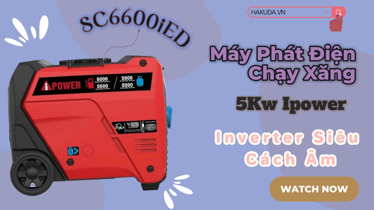 Máy Phát Điện Chạy Xăng 5Kw Ipower SC6600iED Inverter Siêu Cách Âm