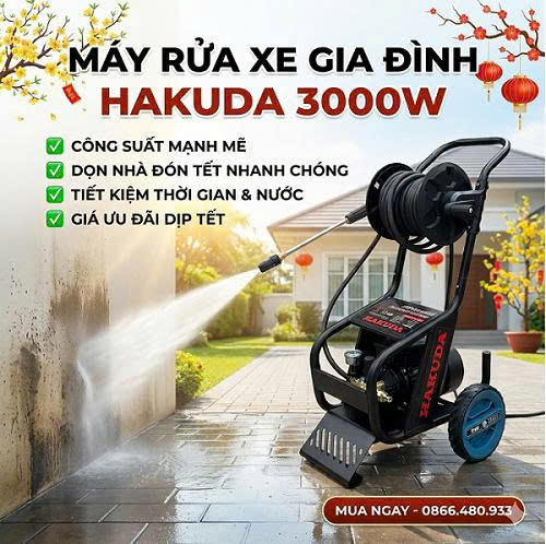 Dọn Nhà Đón Tết Thảnh Thơi Với Máy Rửa Xe Áp Lực Cao 3000W Hakuda MRXHKD3000