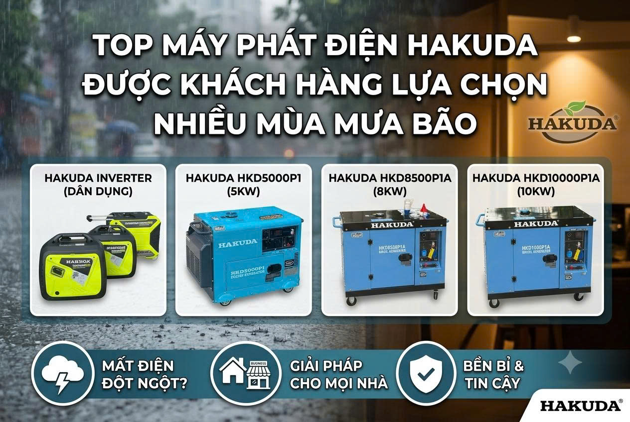 Top Máy Phát Điện Hakuda Được Khách Hàng Lựa Chọn Nhiều Mùa Mưa Bão