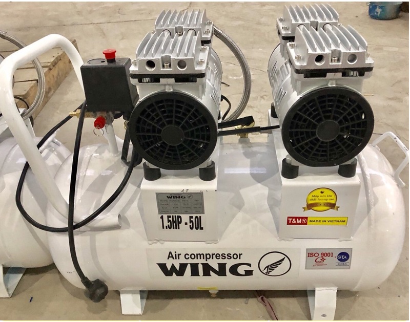 Máy Nén Khí Không Dầu Giảm Âm Wing 1.5HP TW-OF550x2 50L