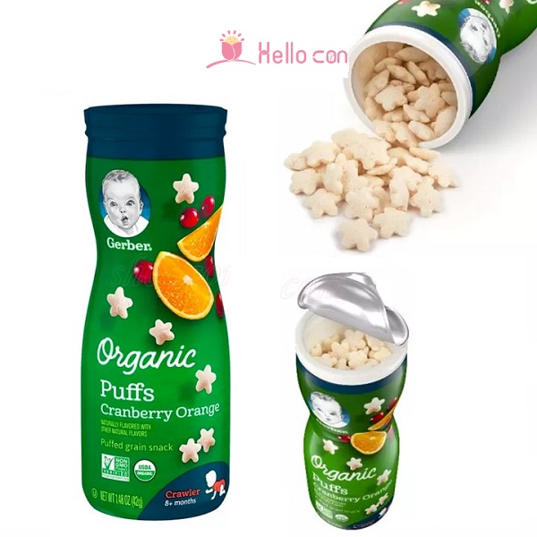 Bánh ăn dặm Gerber Organic Puffs 42g cho bé 8 tháng (Gerber cao)